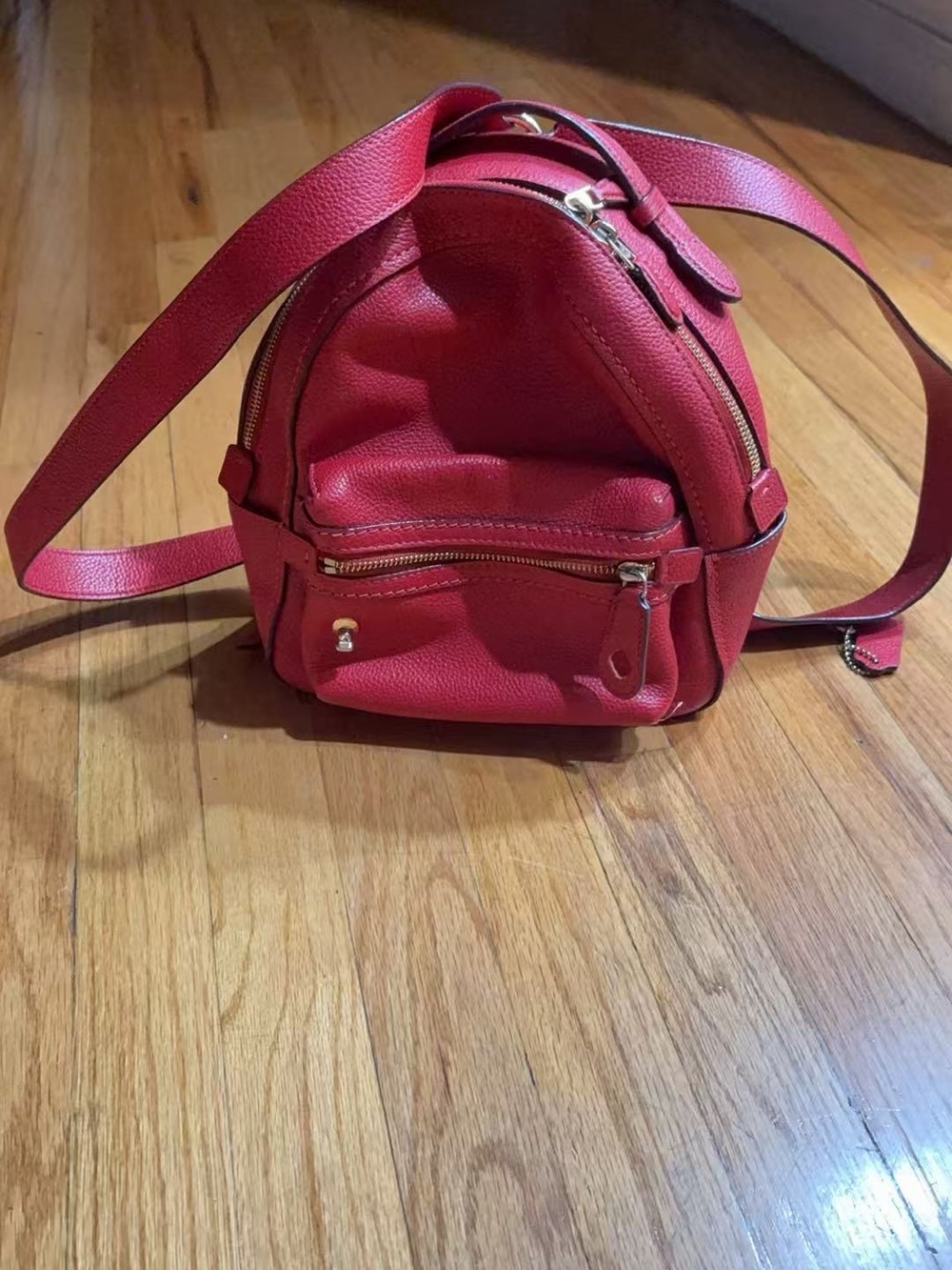 Coach Red Pebbled Leather Mini Backpack